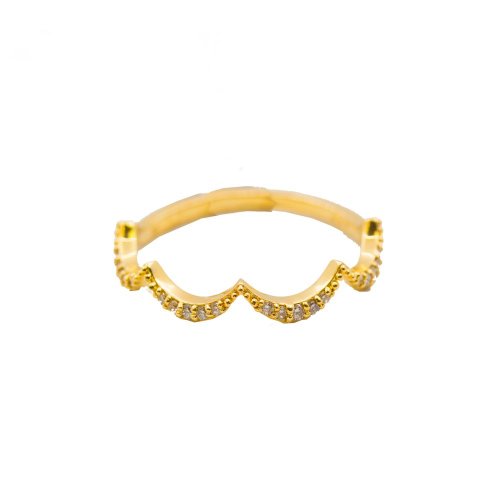 10K Diamond Pave Wave Gold Ring