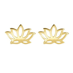 10K Plain Gold Lotus Flower Studs