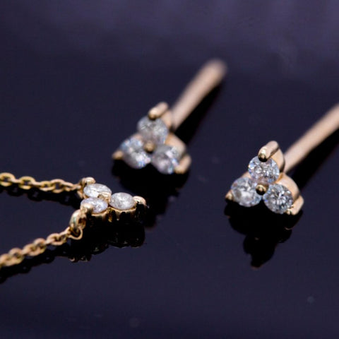14K Gold & Diamond Tripod Necklace