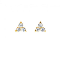 14K Gold & Diamond Tripod Studs Earrings