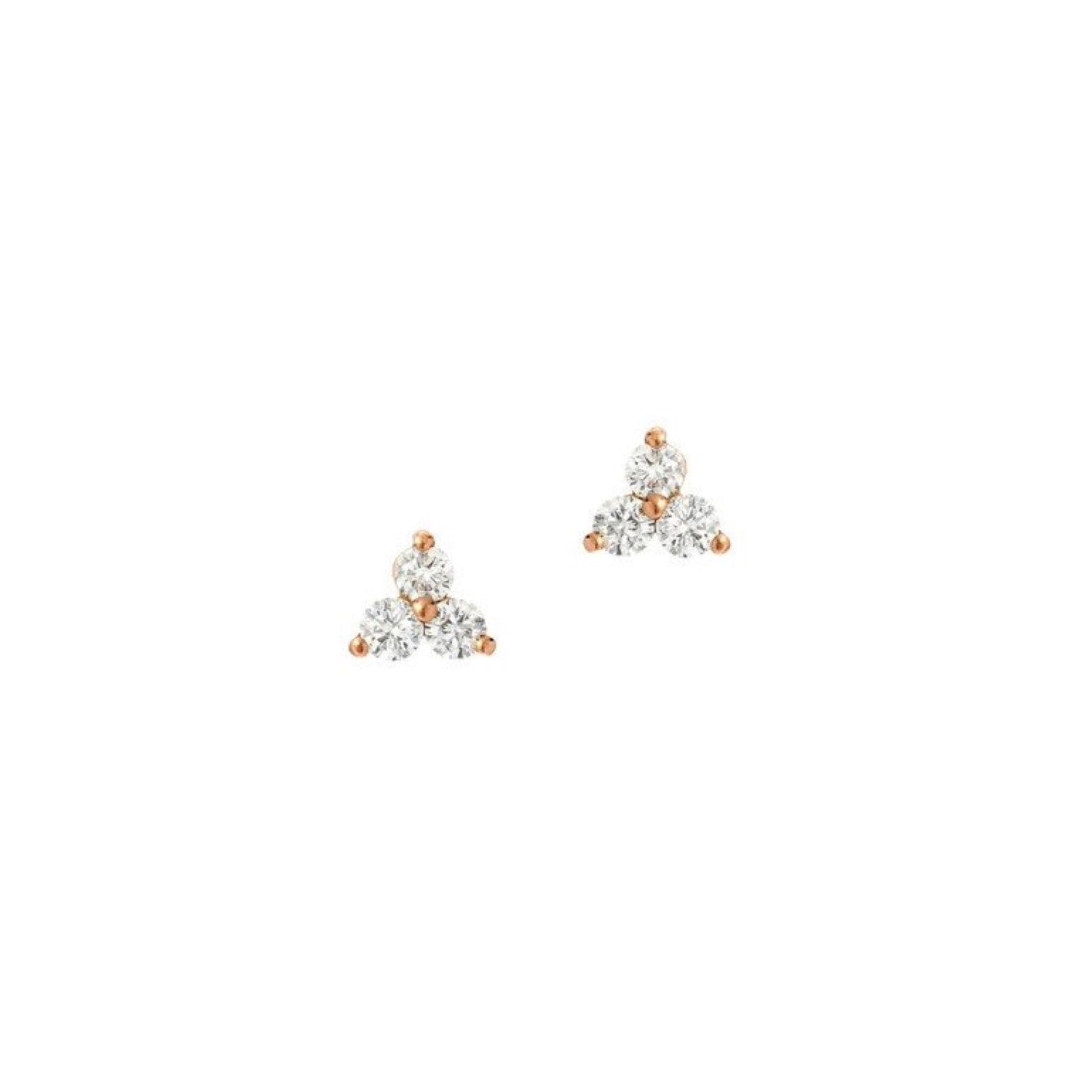 14K Gold & Diamond Tripod Studs Earrings