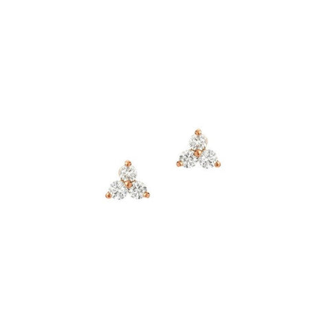 14K Gold & Diamond Tripod Studs Earrings