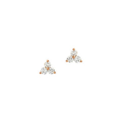 14K Gold & Diamond Tripod Studs Earrings