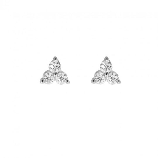 14K Gold & Diamond Tripod Studs Earrings
