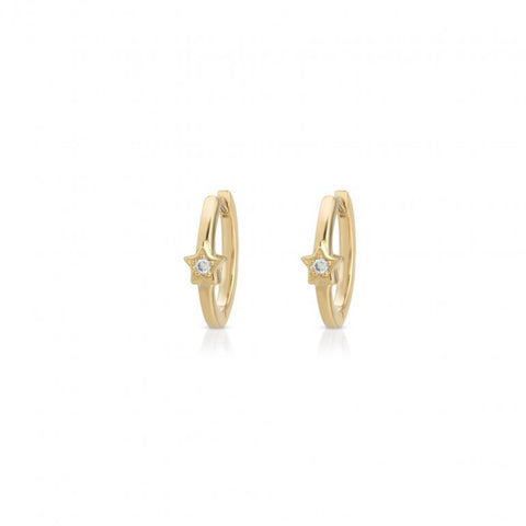 Mini White Diamond Star Huggies