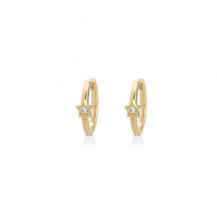 Mini White Diamond Star Huggies