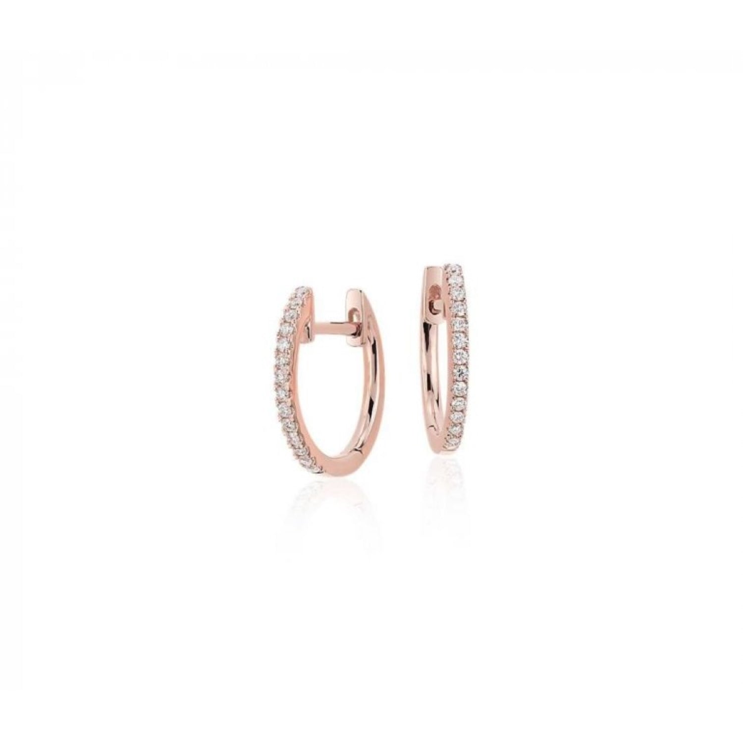 Simple Diamond Huggie Earrings in 14k Gold