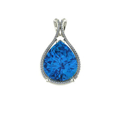 Beautiful Pendant  Pear Shape Blue Color Stone With Diamond