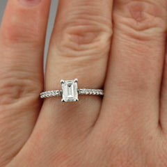 Petite Emerald Diamond Engagement Ring