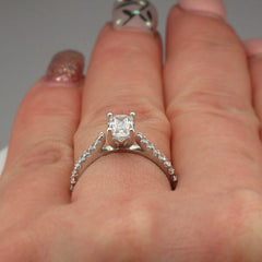 Petite Emerald Diamond Engagement Ring
