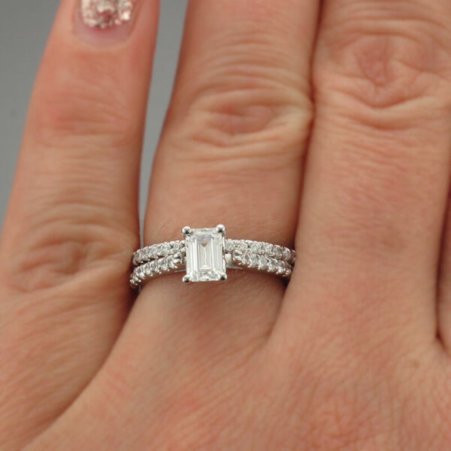 Petite Emerald Diamond Engagement Ring