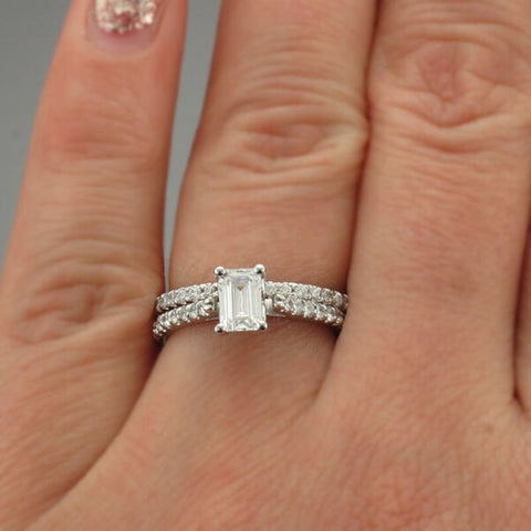 Petite Emerald Diamond Engagement Ring