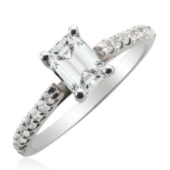 Petite Emerald Diamond Engagement Ring