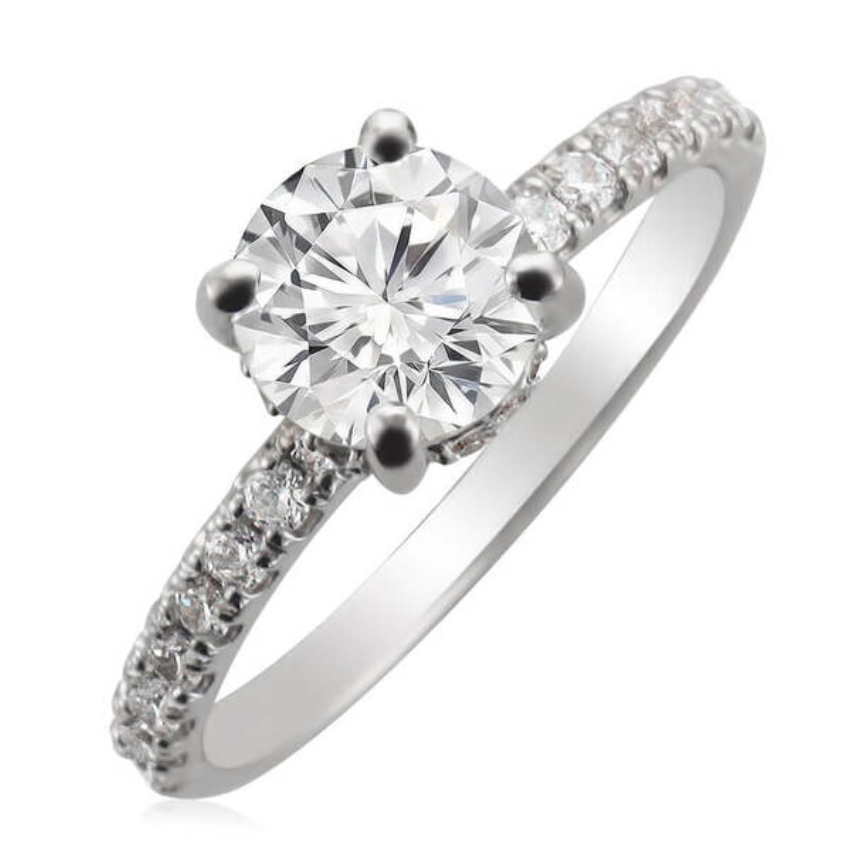Elegant 1.00ct Diamond Engagement Ring with under Halo