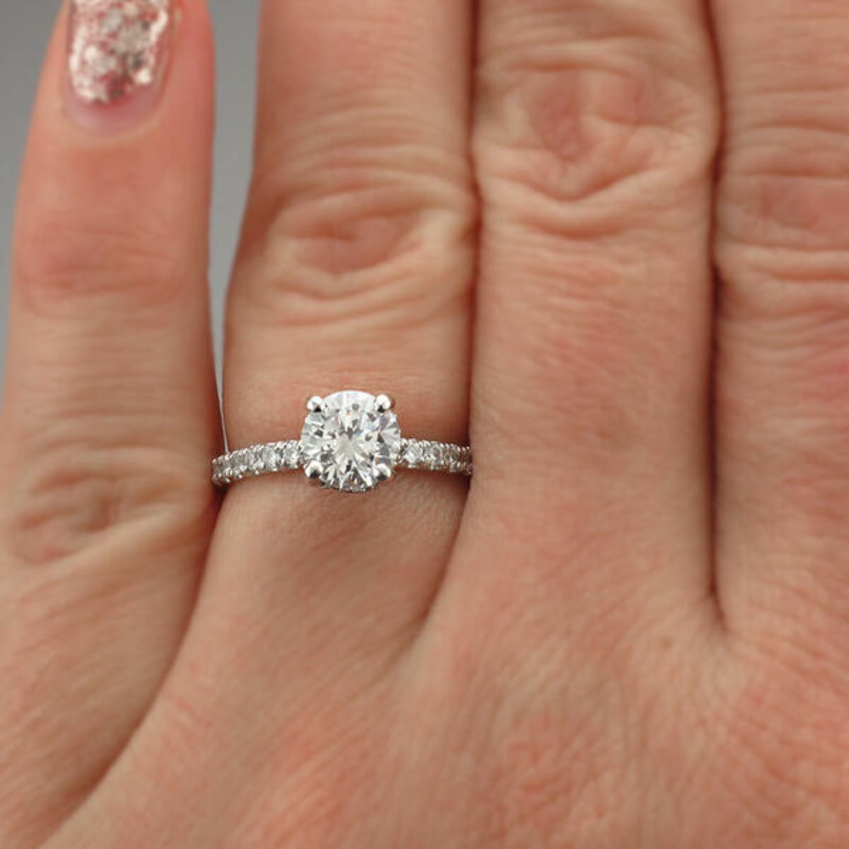Elegant 1.00ct Diamond Engagement Ring with under Halo