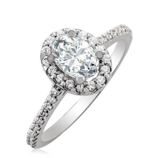 Stunning Oval Halo Diamond Engagement Ring