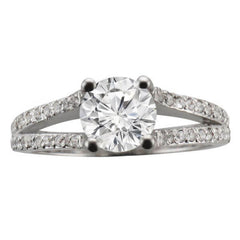 Unique Split Shank Round Diamond Engagement Ring