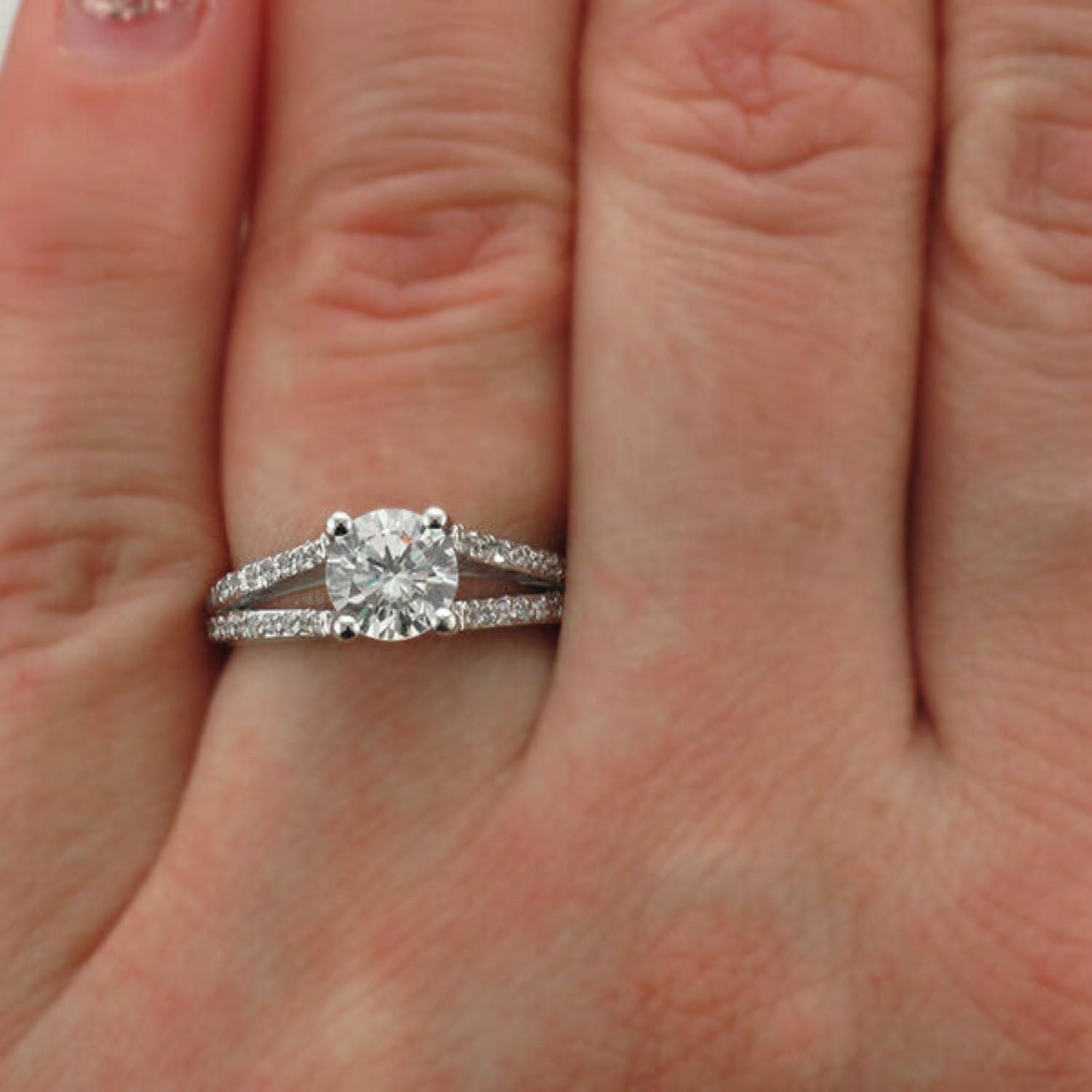 Unique Split Shank Round Diamond Engagement Ring