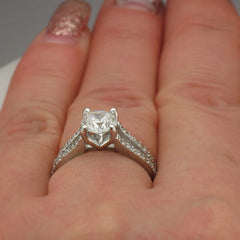 Unique Split Shank Round Diamond Engagement Ring