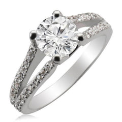 Unique Split Shank Round Diamond Engagement Ring