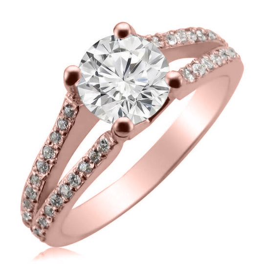 Unique Split Shank Round Diamond Engagement Ring