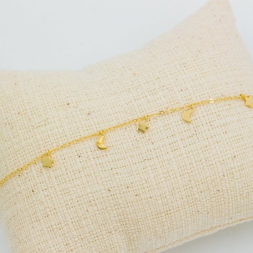 Gold Star and Moon Necklace