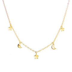 Gold Star and Moon Necklace
