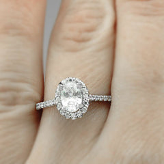 Stunning Oval Halo Diamond Engagement Ring