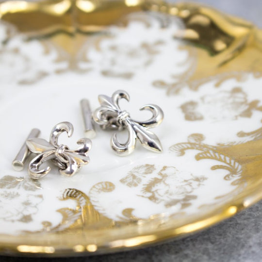 Silver Men's Fleur-de-Lis Cuff Links