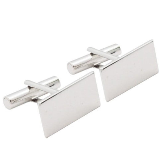 Silver Men's Rectangular Cuff Links
