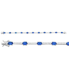 Silver Plain CZ Simulated Sapphire Tennis Bracelet