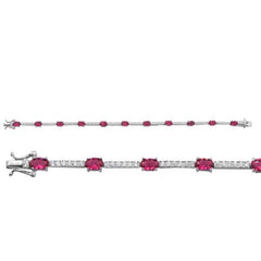 Silver Plain CZ Simulated Ruby Tennis Bracelet