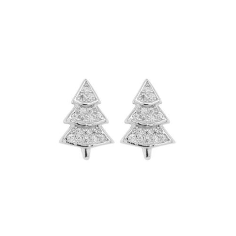 Sterling Silver CZ Christmas Tree Studs