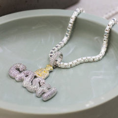 Sterling Silver CZ Pave Cash With Money Bag Pendant