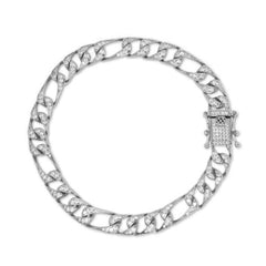 Sterling Silver CZ Pave Curb Hip Hop Bracelet