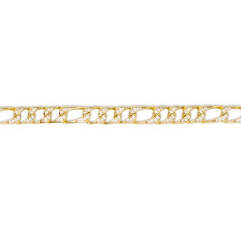 Sterling Silver CZ Pave Curb Hip Hop Bracelet