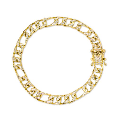 Sterling Silver CZ Pave Curb Hip Hop Bracelet