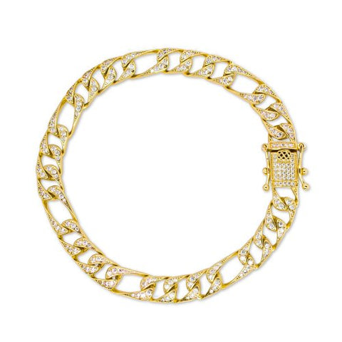 Sterling Silver CZ Pave Curb Hip Hop Bracelet