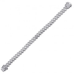 Sterling Silver CZ Pave Figaro Hip Hop Bracelet