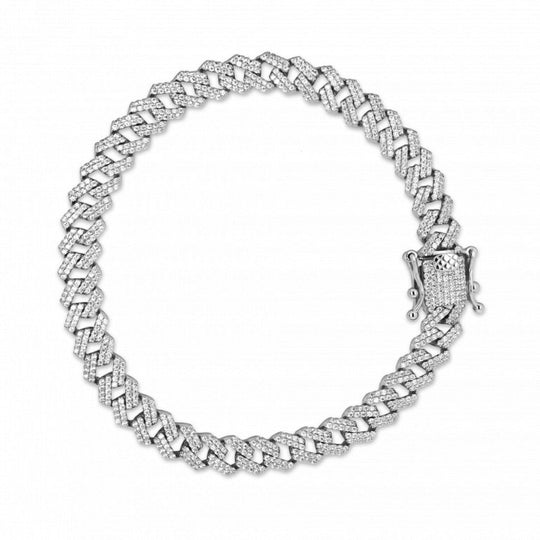 Sterling Silver CZ Pave Figaro Hip Hop Bracelet