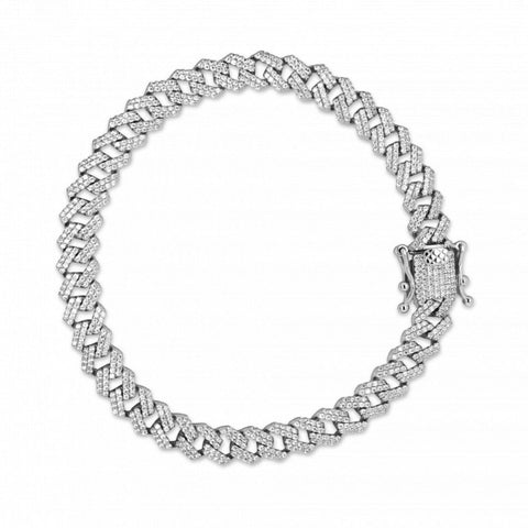 Sterling Silver CZ Pave Figaro Hip Hop Bracelet
