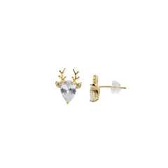Pear stone CZ Reindeer Studs in Sterling Silver