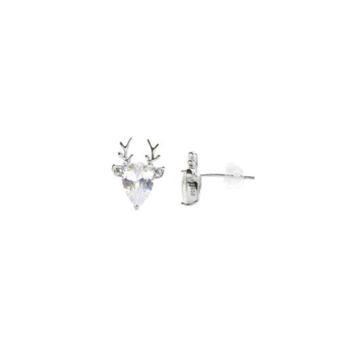 Pear stone CZ Reindeer Studs in Sterling Silver