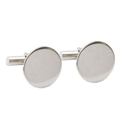 Sterling Silver Plain Round Men's Cuff Links