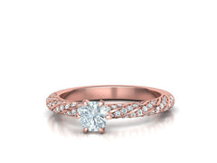 Stunning Solitaire Crown Center & Twisted Engagement Ring