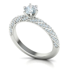 Stunning Solitaire Crown Center & Twisted Engagement Ring